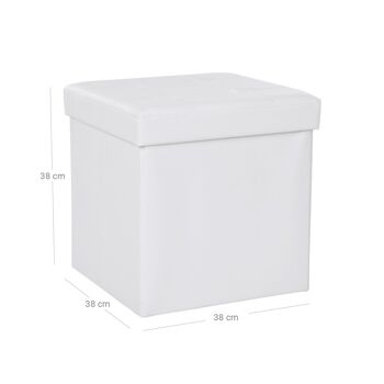 Cube simili cuir blanc 8