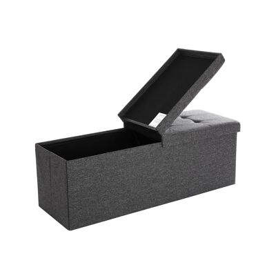 Homestoreking Hinged Storage Bench - Imitation Linen - Dark Gray