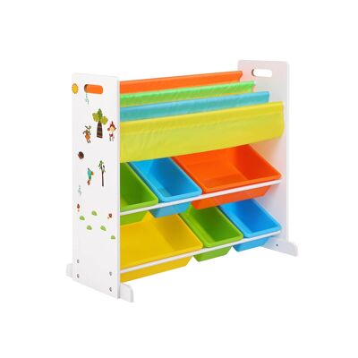 Estante de almacenamiento de libros y juguetes para niños Homestoreking - Seis cajas de plástico
