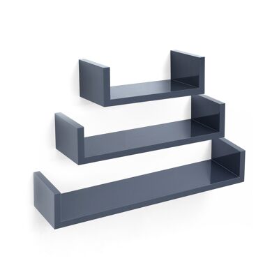 Homestoreking U-shaped wall shelf - gray - set of three