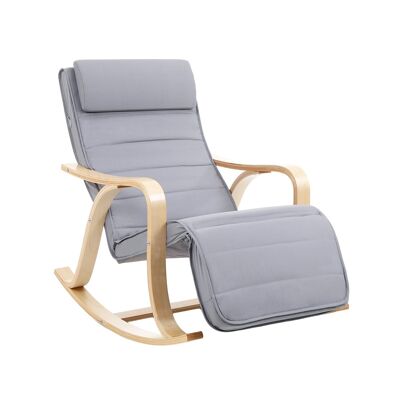 Homestoreking Rocking Chair with Footrest - Birch Wood - Light Gray