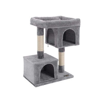 Homestoreking Stable Scratching Post with two houses and a large platform - light grey