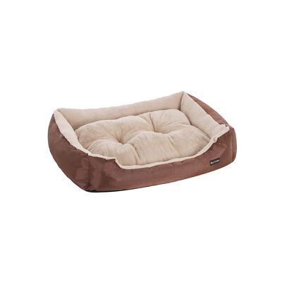 Homestoreking Fabric Dog Bed with Reversible Cushion - 65 x 55 x 20 cm - Brown