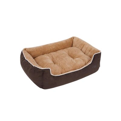 Sofá cama para perro Homestoreking Soft con cojín extraíble - 90 x 25 x 75 cm - Marrón y beige