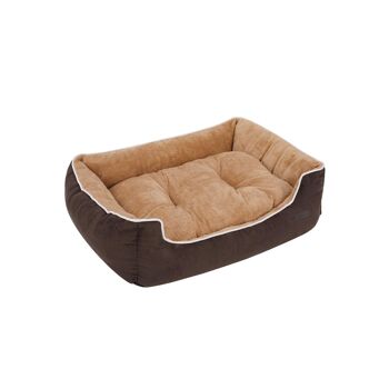 Homestoreking Soft Dog Canapé-Lit avec Coussin Amovible - 90 x 25 x 75 cm - Marron et Beige 1