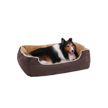 Homestoreking Soft Dog Canapé-Lit avec Coussin Amovible - 90 x 25 x 75 cm - Marron et Beige 3