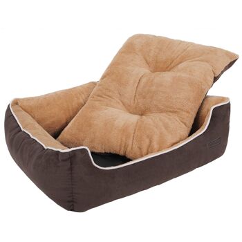 Homestoreking Soft Dog Canapé-Lit avec Coussin Amovible - 90 x 25 x 75 cm - Marron et Beige 6