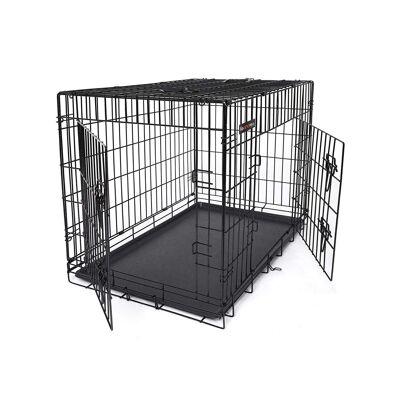 Homestoreking Dog Cage with Two Doors - 91 x 64 x 58 cm - Metal Black
