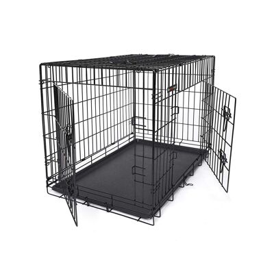 Homestoreking Dog Cage with Two Doors - 106 x 77.5 x 70 cm - Metal Black