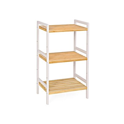 Homestoreking Multifunctional bamboo shelf with three levels - natural with white frame