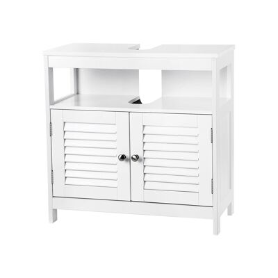 Homestoreking base cabinet and shelf with louver doors - White