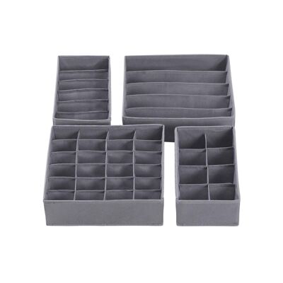 Homestoreking Foldable Underwear Fabric Organizer - Gray - 4 Pieces