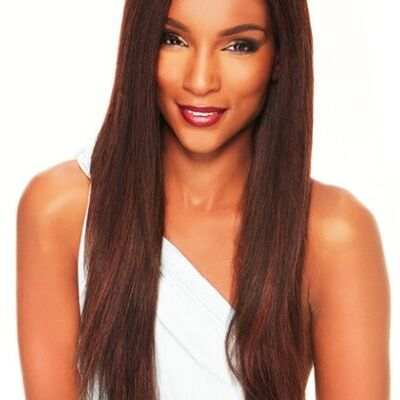 100% remy couture long glossy human hair with a 4" deep free parting wig - colour 4