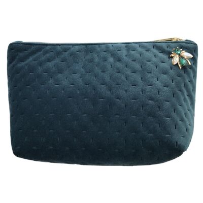 Velvet make-up bag - Brooklyn in teal