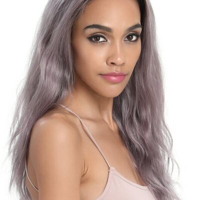 100% remy couture gorgeous loose wavy style natural hairline with baby hair & handtied 13"x 3" lace front human hair wig - colour  rt1b/pstpurple