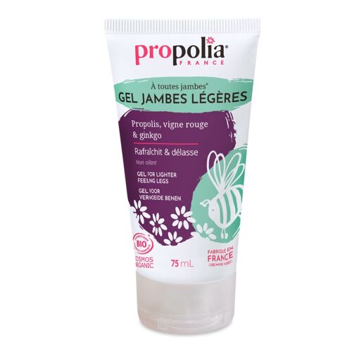 Gel jambes légères certifié Bio - Propolis, Ginkgo & Vigne Rouge - 75 ml