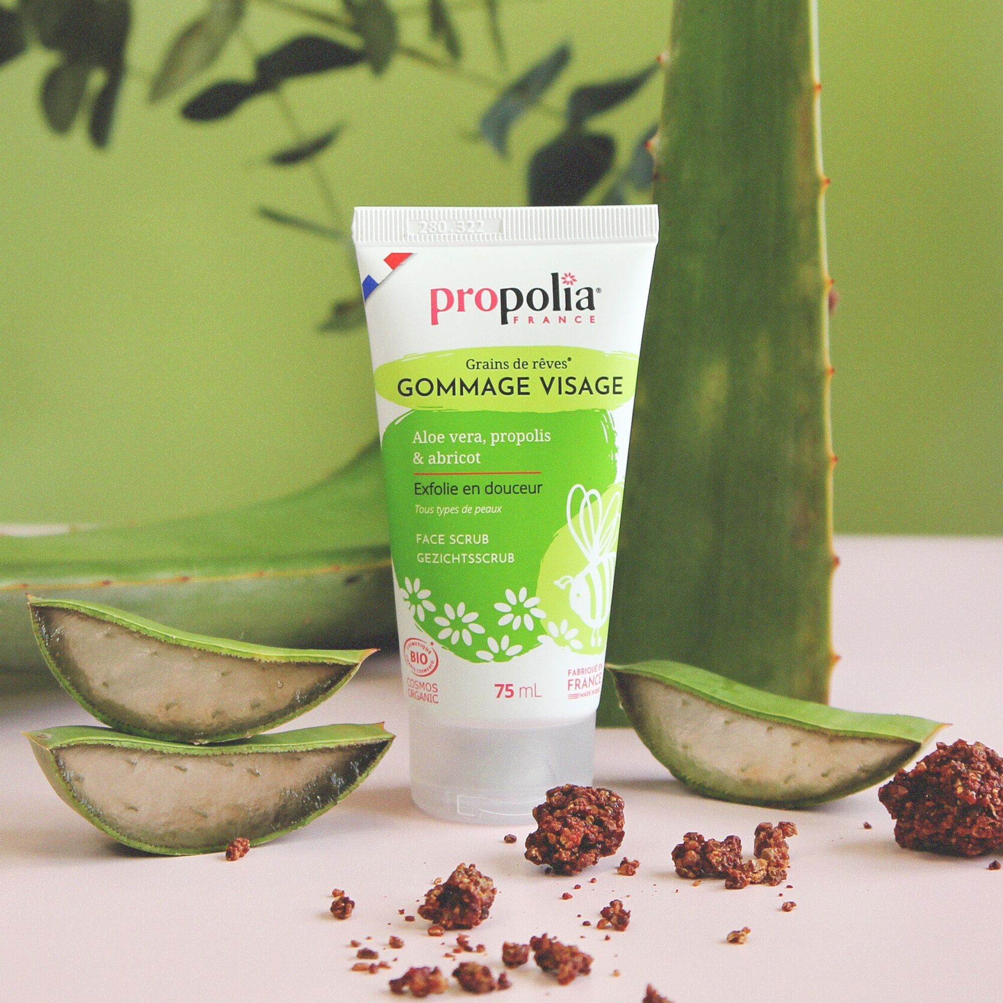 Scrub viso certificato biologico - Propoli, aloe vera e albicocca - 75 ml