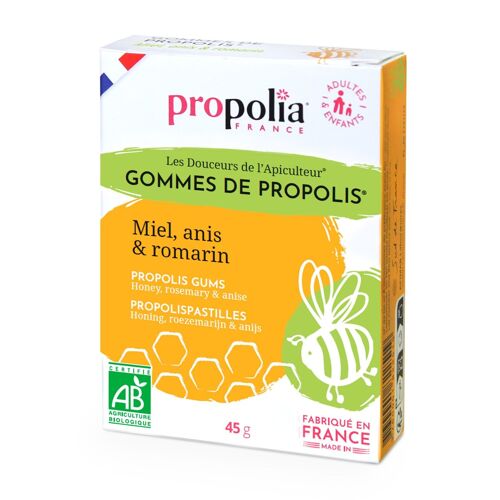 Gommes de Propolis® Bio au Miel, Anis & Romarin - 45 g