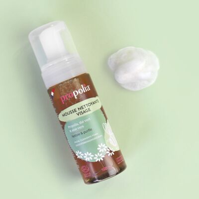 Mousse nettoyante visage certifiée COSMOS ORGANIC - Propolis, Thé Vert & Aloe Vera - 100 ml