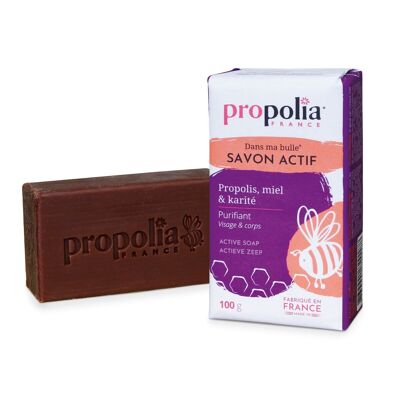 Jabón Activo para Rostro y Cuerpo - Propóleo, Miel y Karité - 100 g