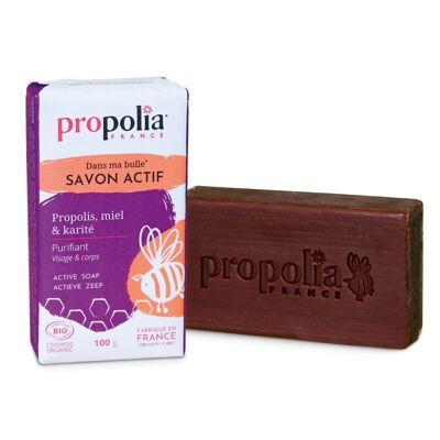 Active Face & Body Soap certified COSMOS ORGANIC - Propolis, Honey & Shea - 100 g