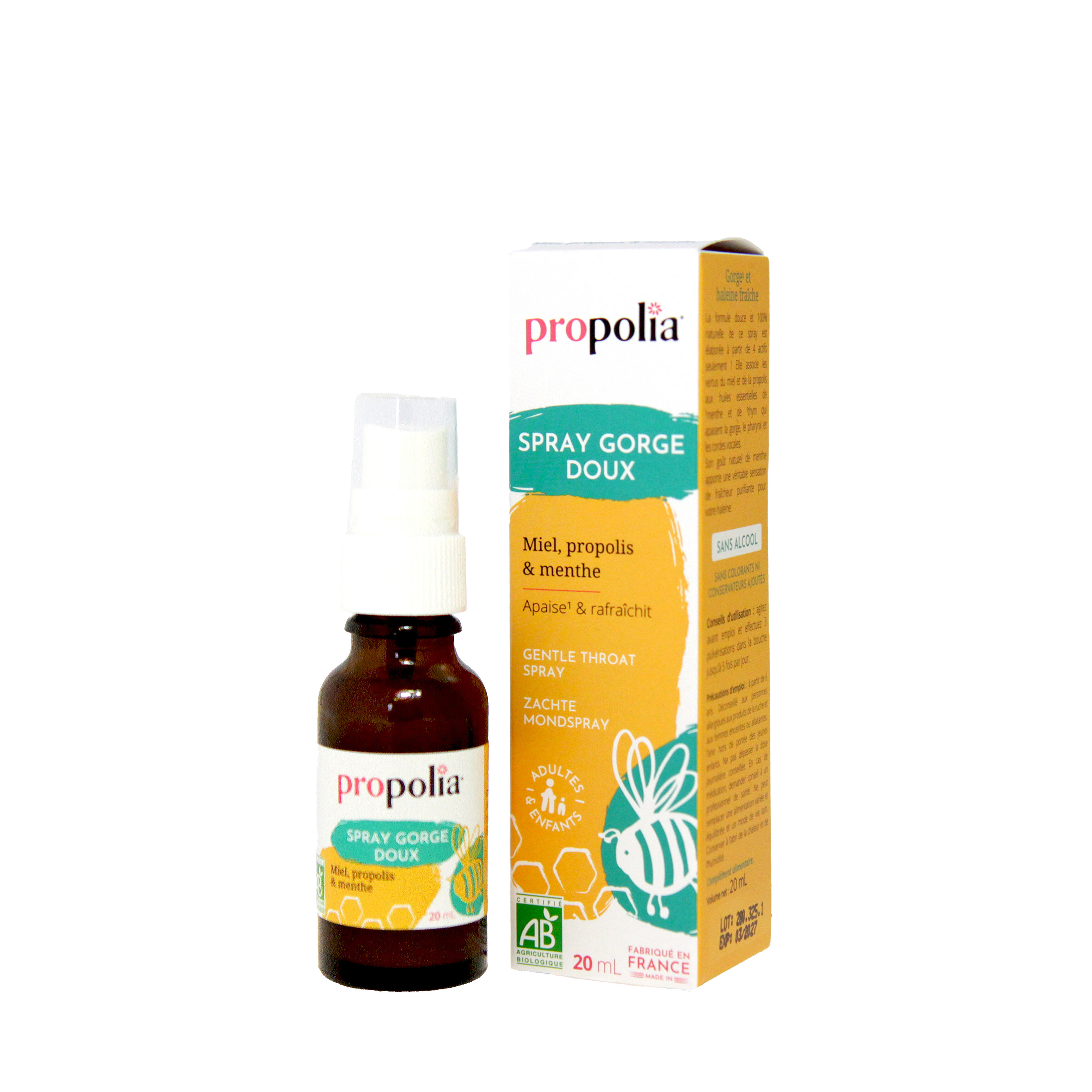 Organic gentle throat spray - Propolis & Mint - 20 ml