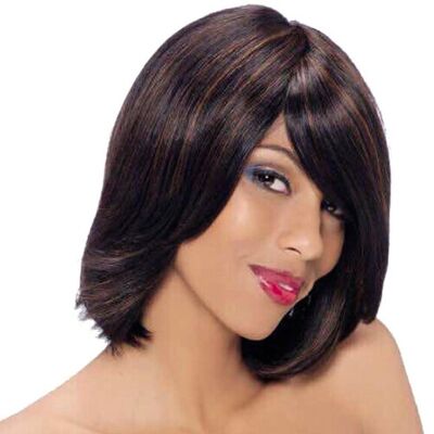 100% human hair mid-lenght bob with a full side fringe wig - colour 4