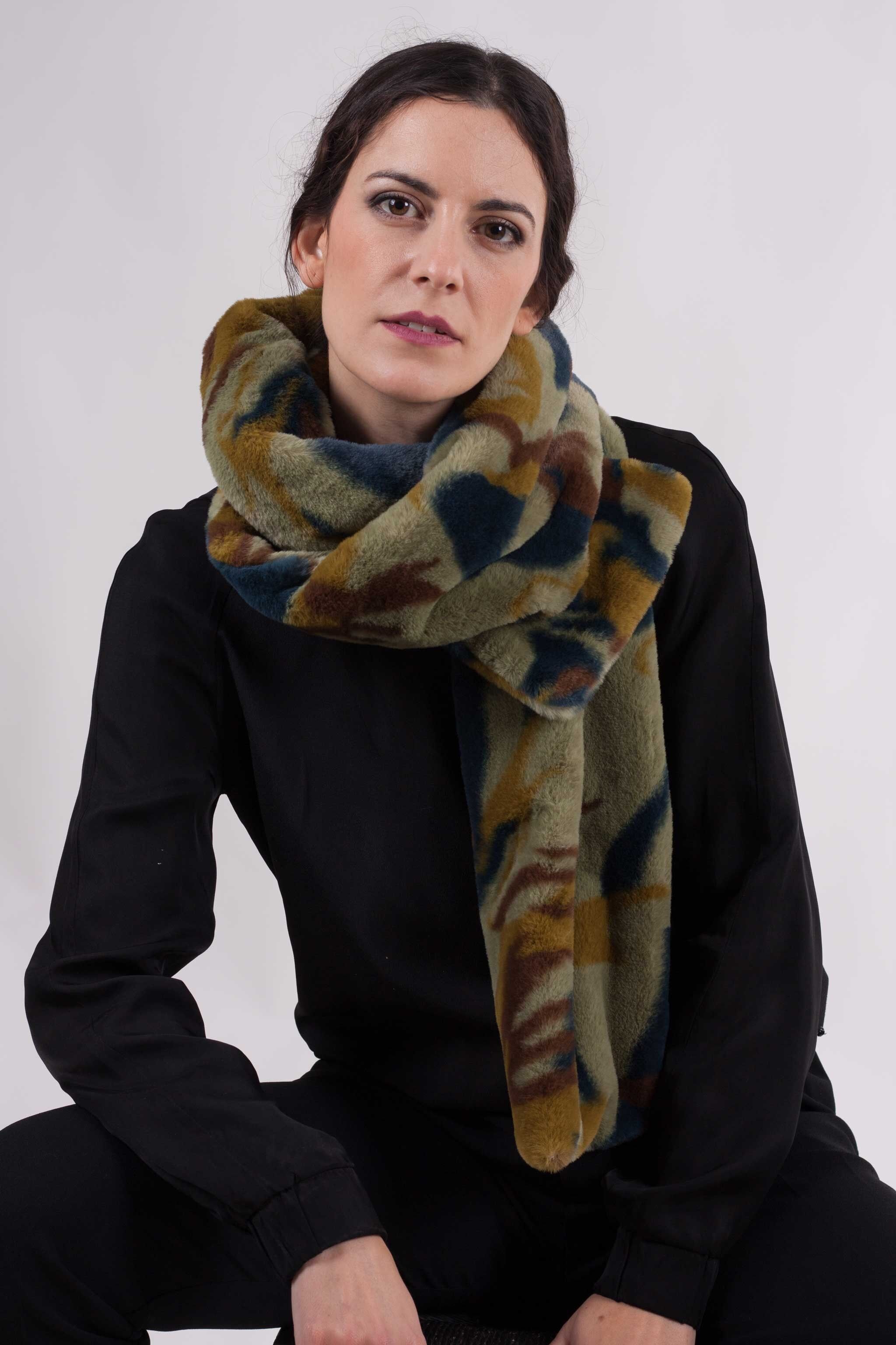 Bedruckter Öko-Lederschal - GRÜN - 180X20