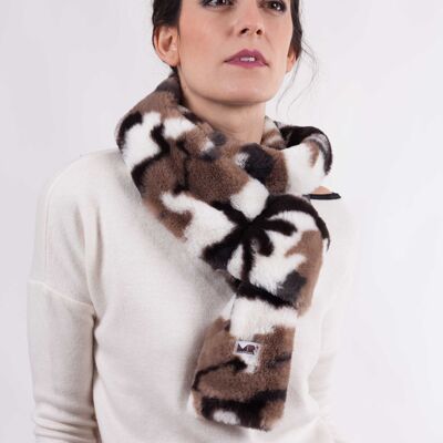 Printed Eco-leather Scarf - BROWN - 150X10CM