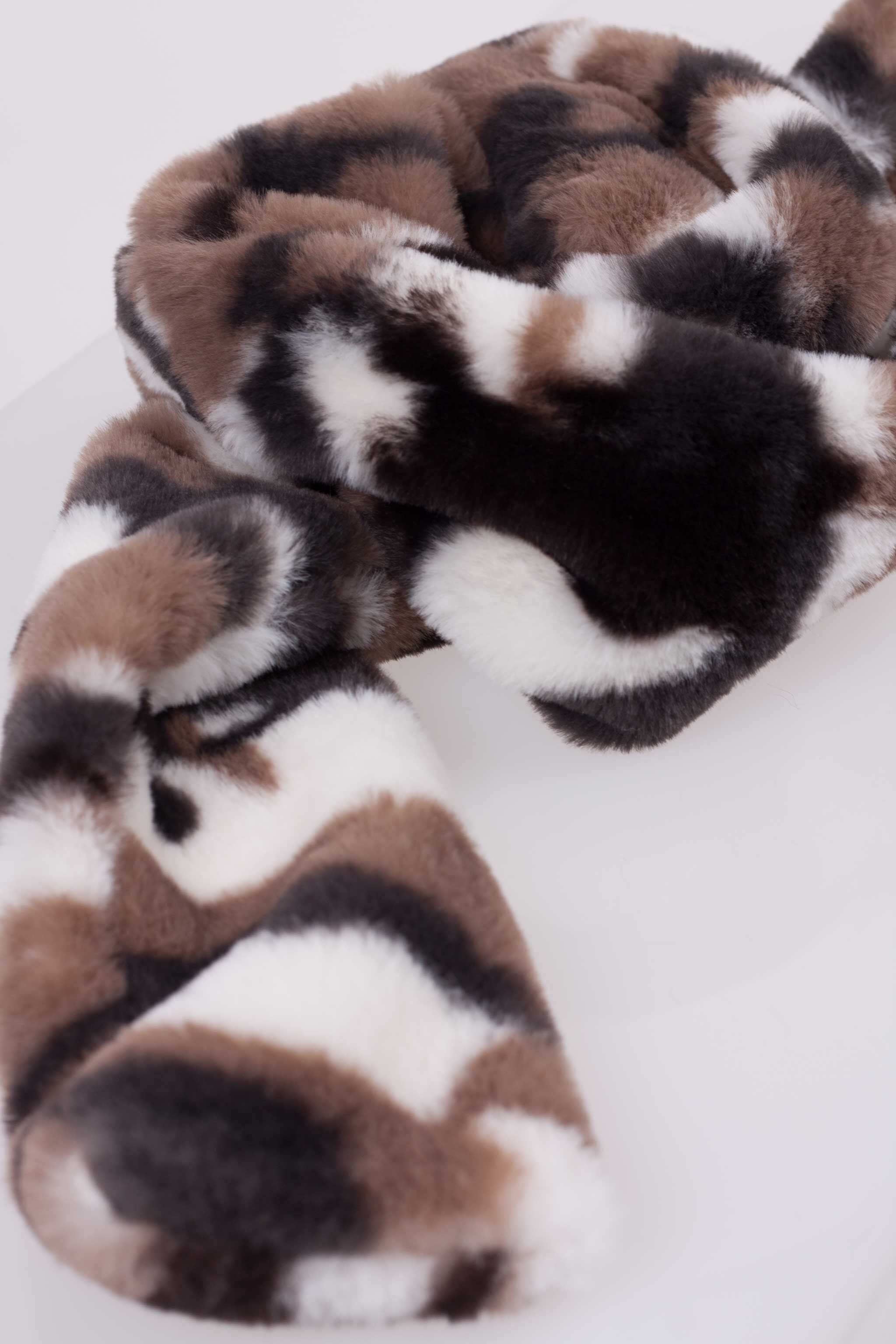 Bedruckter Schal aus Ökoleder - BRAUN - 180X20