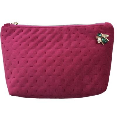 Velvet make-up bag - Brooklyn in bright pink