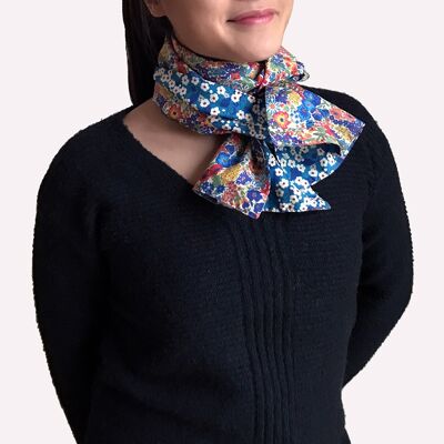 Foulard réversible en Liberty® margaret bleu / mitsi bleu S