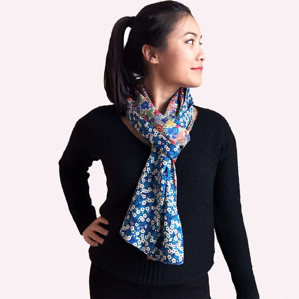 Bufanda reversible en Liberty® margaret blue / mitsi blue L