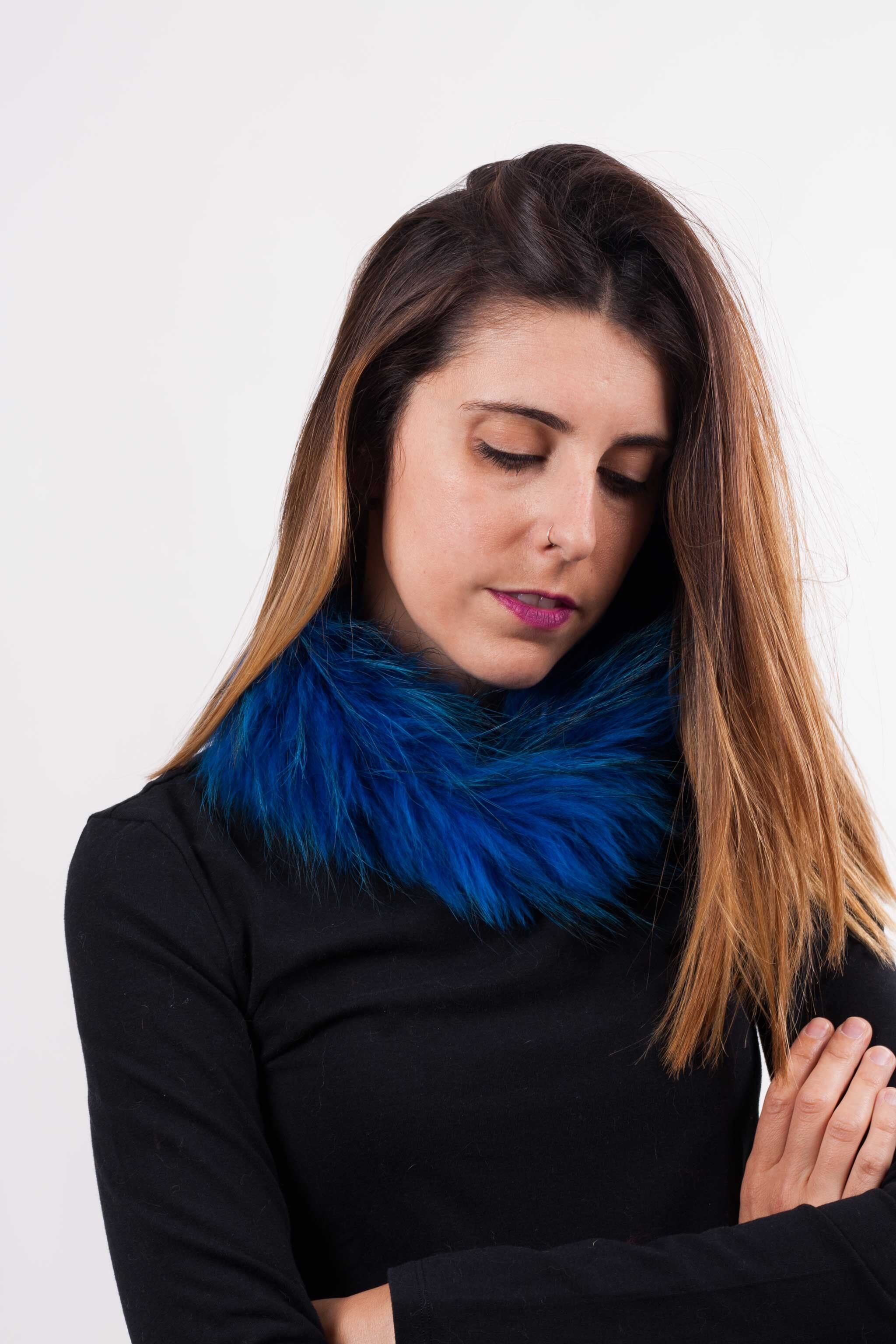 Lederhalskette - BLAU