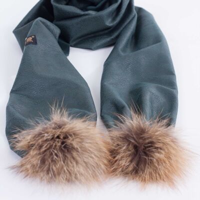 Smile Pom-Pom Fox Scarf - GREEN