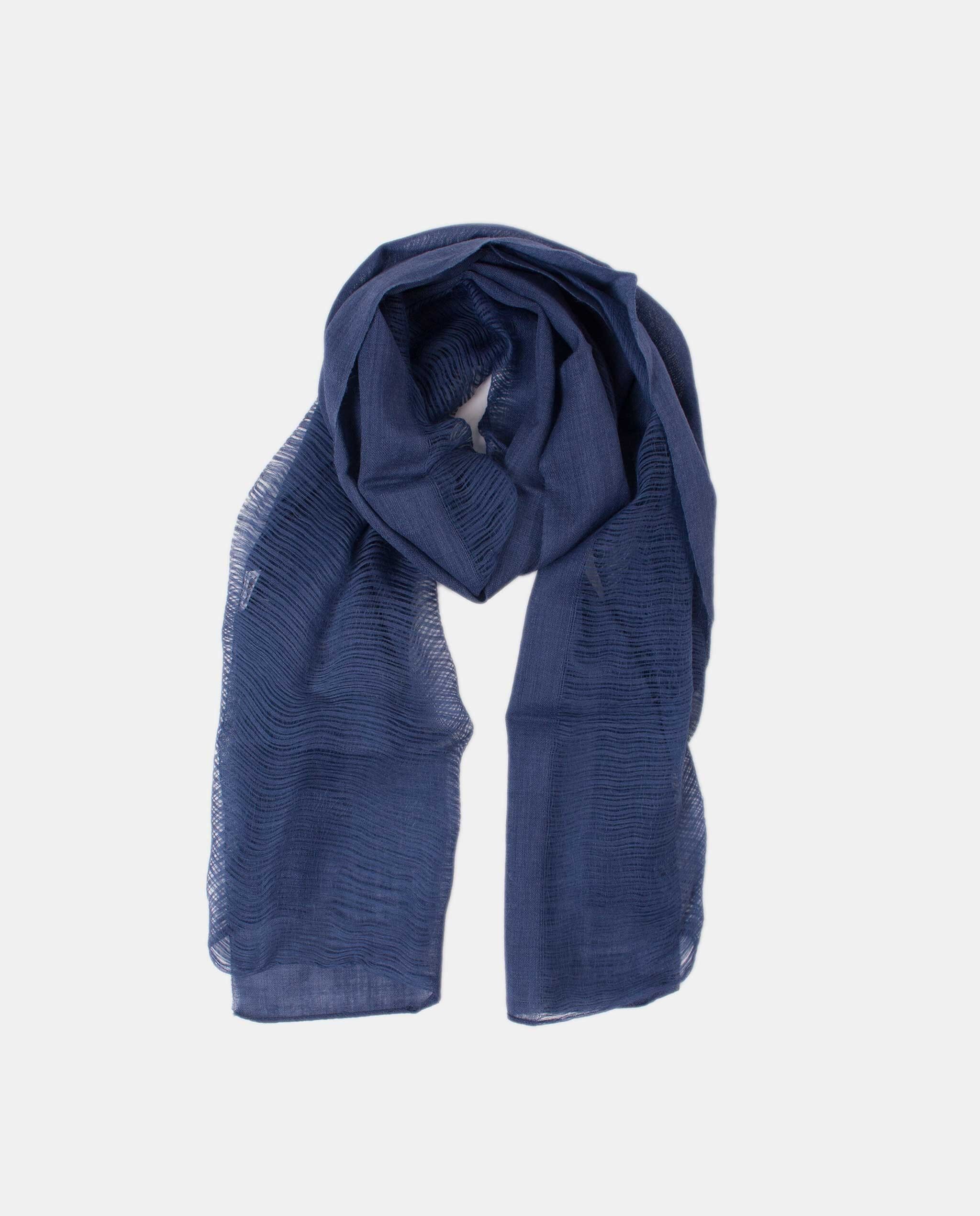 London Schal aus Wolle und Seide - BLAU