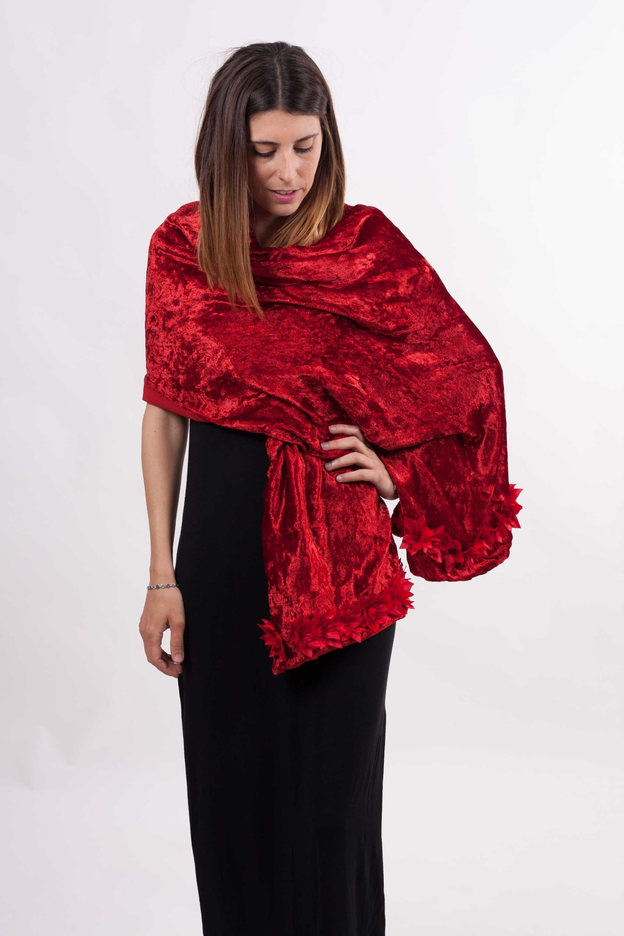 Samtblumenstola - ROT