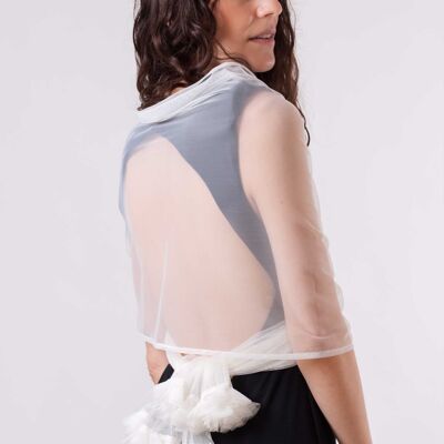 Poppy Tulle Shawl - WHITE