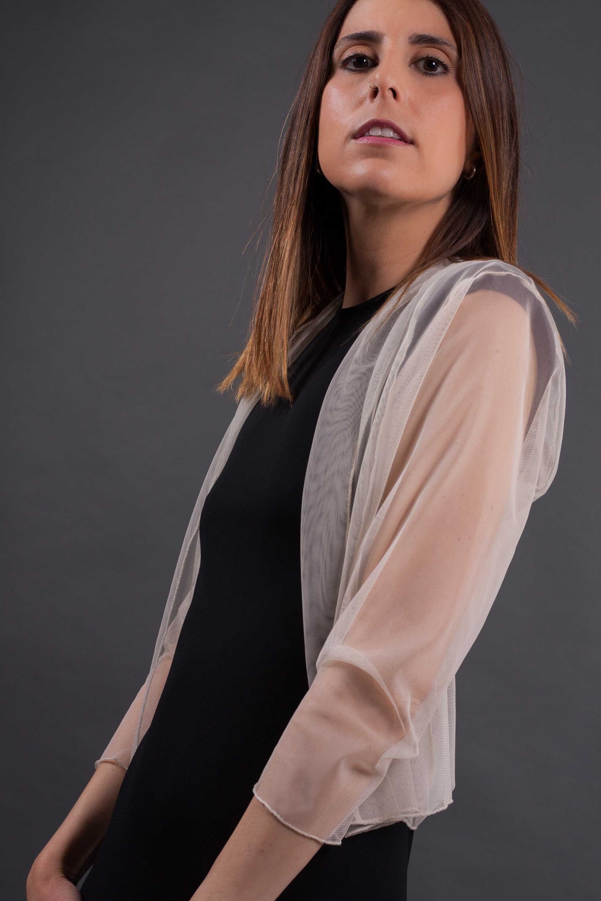 Kurze Tüll Partyjacke - GRAU