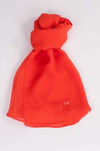 Foulard Mousseline de Soie Naturelle - ORANGE 8