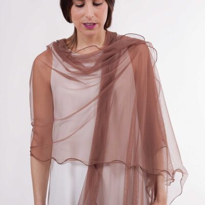 Waves Tulle Shawl - BROWN