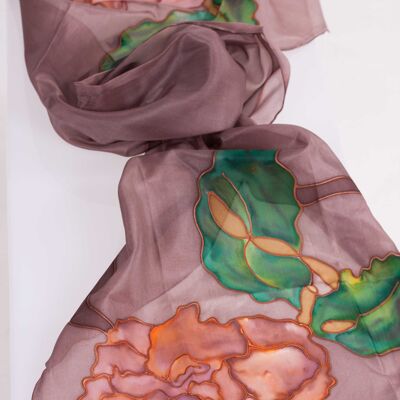 Hand Painted Natural Silk Scarf - PINK - SCARF 140X45CM