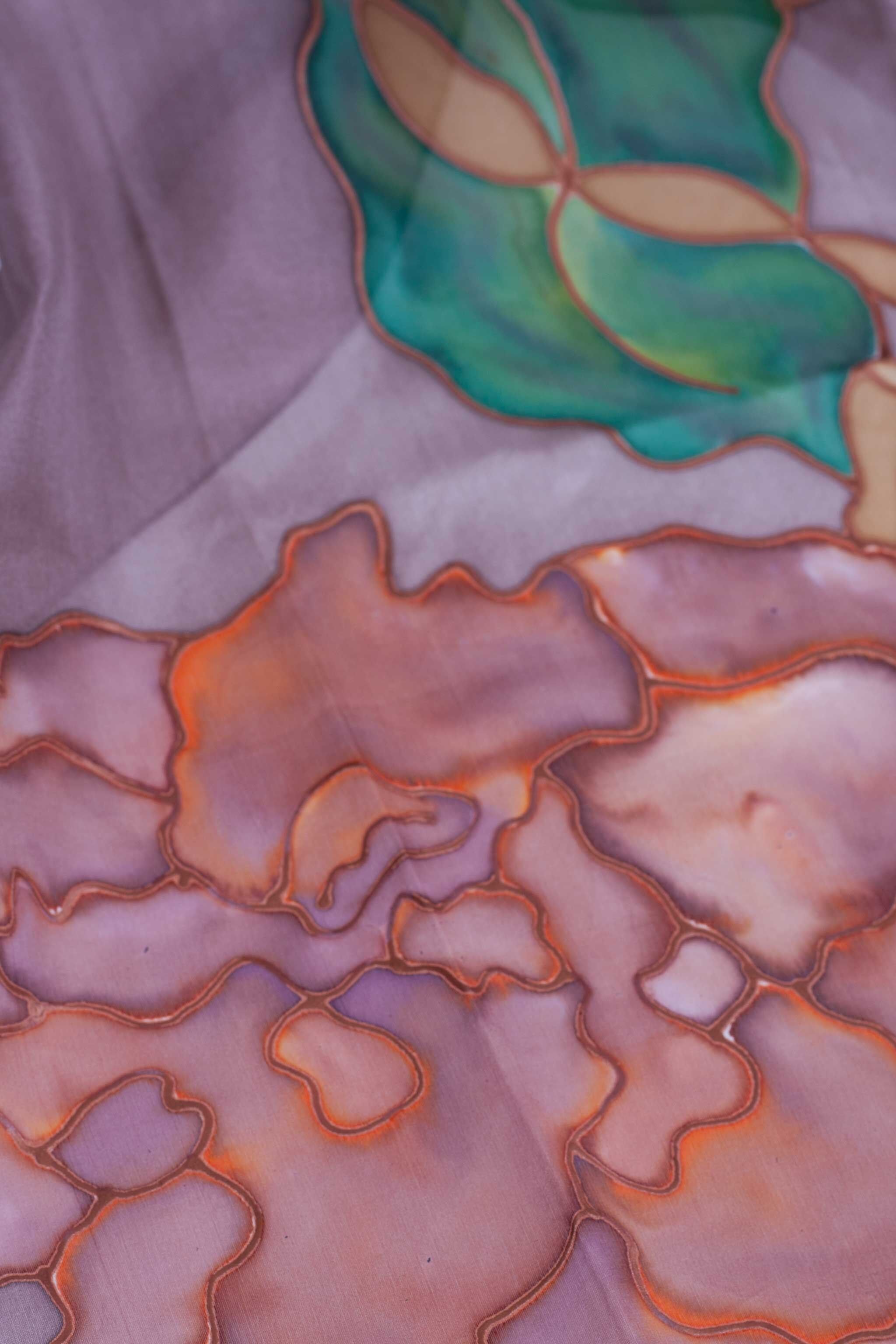 Handbemalter Naturseidenschal - ROSA - SCHAL 90X90CM