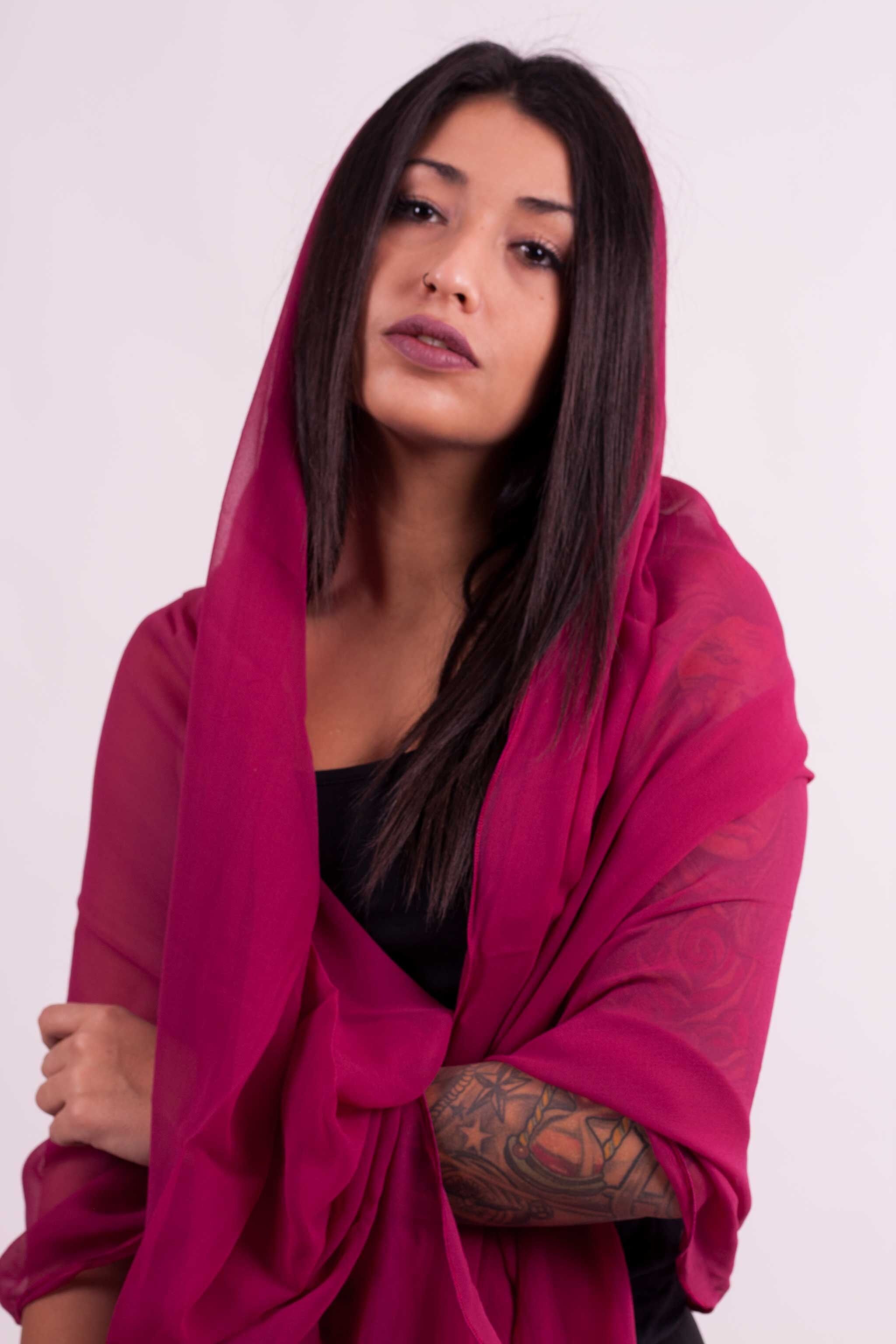 Naturseide Schal Waves - GARNET