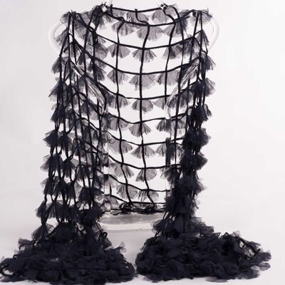 Fiesta Vent Leaves Shawl - ANTHRACITE