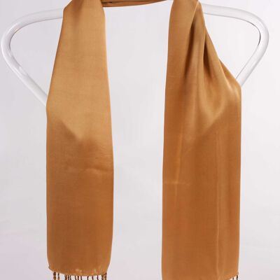 Silk Crepe Saten Stole - GOLD