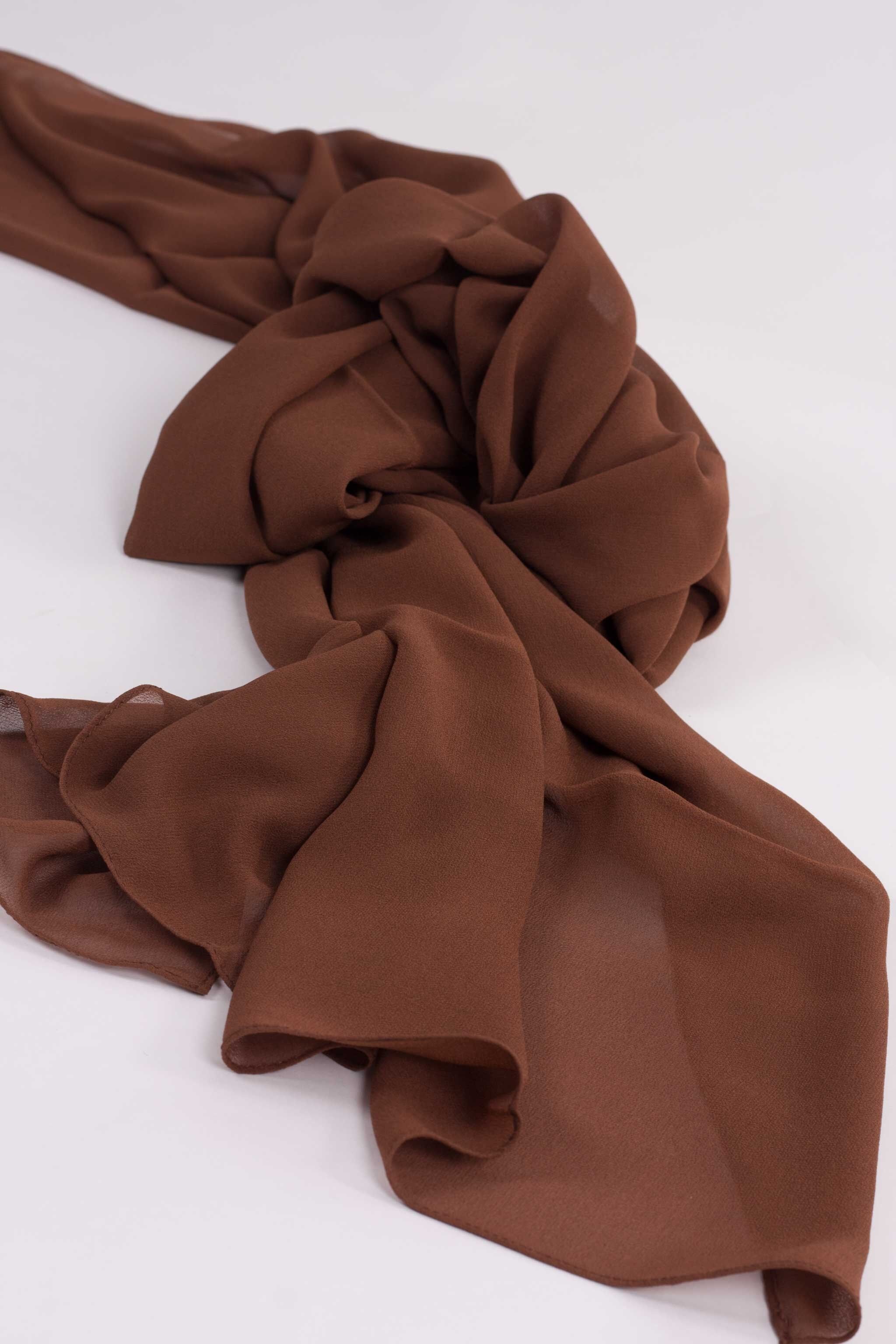 Stola in georgette di seta - MARRONE