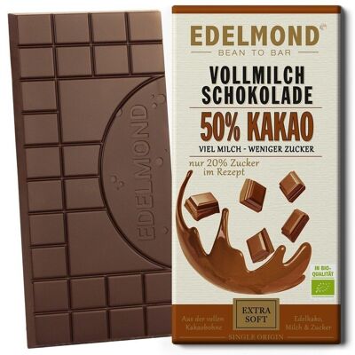 Chocolate con leche integral ecológico 50% cacao sedoso