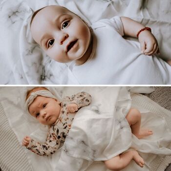 Couvertures d'emmaillotage en mousseline pour bébé, paquet de 3 langes en mousseline de luxe marbrés pour bébé Mimmti NanaBeebi 3