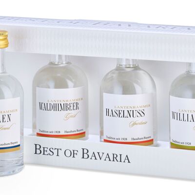 BEST OF BAVARIA - LANTENHAMMER distillati pregiati, brandy di pere Williams 42%, acquavite di nocciole 42%, brandy di lamponi di bosco 42%, brandy di albicocche 42%